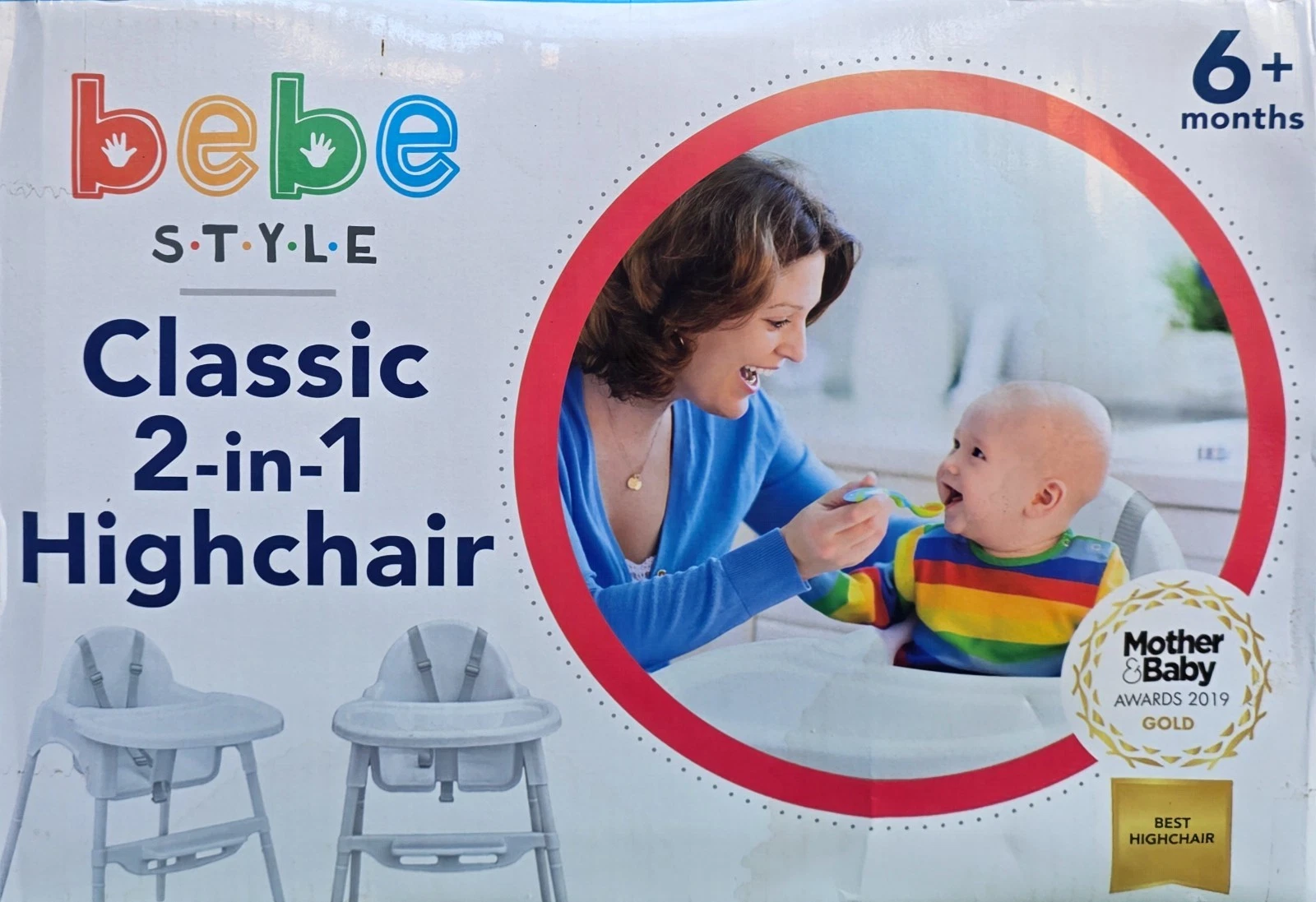 Bebe Style Classic 2-in-1 Highchair - White #F