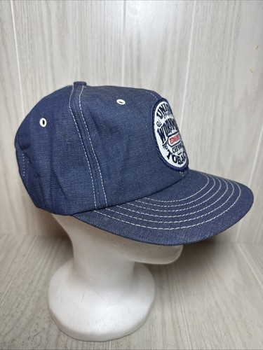 Vintage Denim Trucker Hat Cap Snapback Union Workman Chew Tobacco USA Patch 80s - Picture 3 of 7