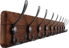 Rustic 38.6" Large Coat Rack Wall Mount, Long Wood Coat Hooks with 10 Triple Hoo