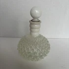 Vintage Fenton Opalescent White Milk Glass Hobnail Perfume Bottle With Stopper