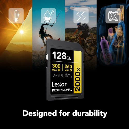 128GB Professional 2000X SD Card, UHS-II, C10, U3, V90, Full HD, 8K, up to 300Mb - Picture 5 of 12