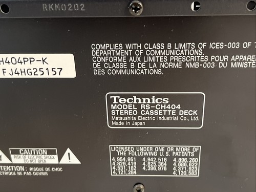 Stereo Vintage Technics Doppia Cassette Deck RS-CH404 HiFi Separato Funzionante - Foto 7 di 9