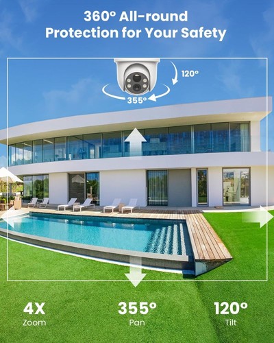 ieGeek Solar Security Cameras Wireless Outdoor, 2K 2.4G WiFi Camera 360° PTZ - Picture 9 of 9