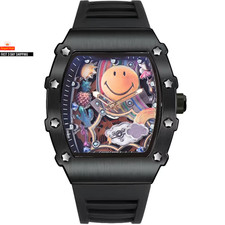 No Logo Classic Tonneau Skeleton Dial Cloud Expression Watches Mens Fshion Top Q