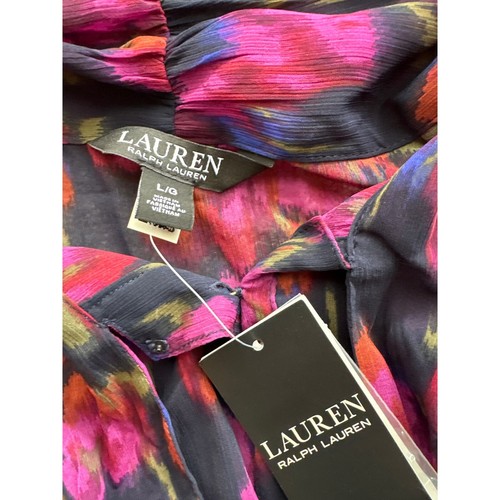 Lauren Ralph Lauren Flutter Sleeve Tie Neck Blouse NWT Large - Bild 4 von 10