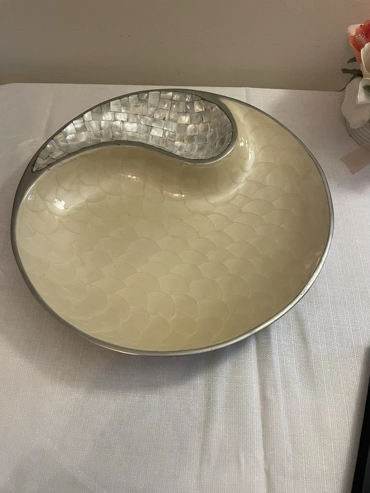 "Julia Knight Yin Yang Dip Bowl, plato para servir, bandeja; madreperla 13""" Foto 4 de 4