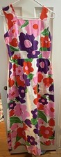 Malia Honolulu 1970s Vintage Maxi Dress Floral Hawaiian Pink Purple Red Green
