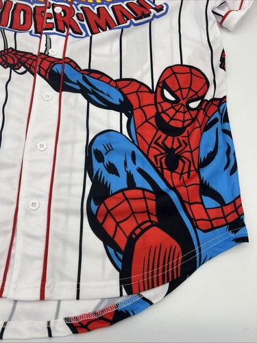 MARVEL “THE AMAZING SPIDER-MAN” BASEBALL JERSEY MEN’S L large BUTTON-FRONT NWT - Picture 2 of 17
