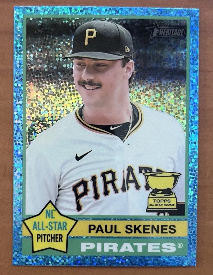 2025 Topps Heritage - Paul Skenes #60 Chrome Light Blue Sparkle Refractor