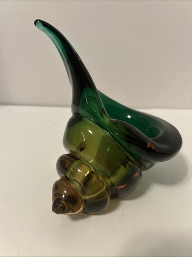 Glas Muschel Aschenbecher Bernstein/Grün Made In Italy Murano Kunstglas - Bild 2 von 7