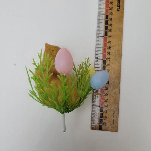 Coniglietti e uccellini fuzzy artigianali pasquali vintage con decorazioni uovo 7 pezzi - Foto 16 di 21