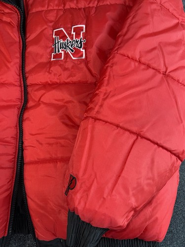 Chaqueta acolchada reversible vintage Pro Player Nebraska Cornhuskers roja negra XL - Imagen 6 de 11
