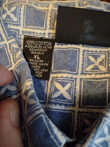Vintage Maui Trading Company Herren Hemd XL blau-weiß geometrisch 90er Jahre - Bild 4 von 9