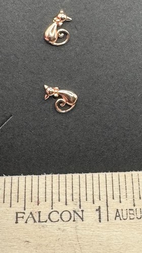 Orecchini in oro rosa con palo/perno per gatti piccoli 1/2" - Foto 4 di 6