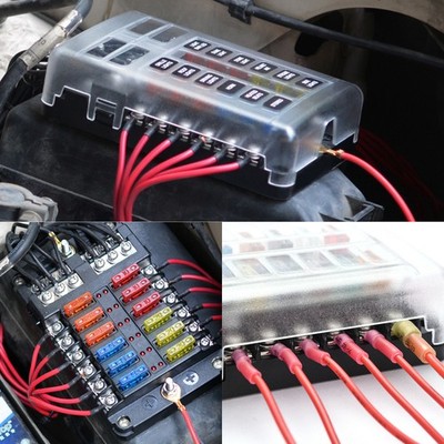 12 Way Blade Fuse Box Block Holder LED Indicator 12V 32V Auto Marine Waterproof