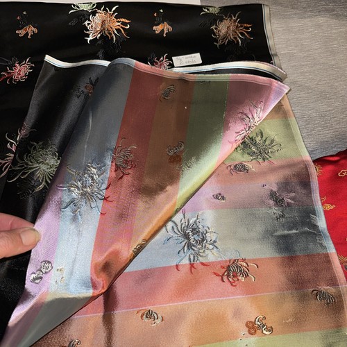 3x 2yd Seide Brokat Stoff - Bild 3 von 11
