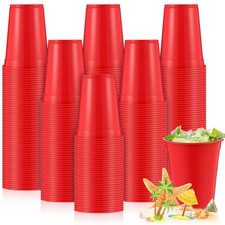 200 Pack 16 oz Red Plastic Cups Bulk for Christmas Party Red Disposable Heavy...