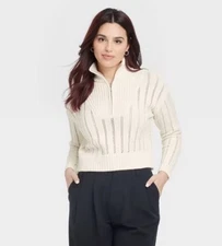 Women's Mock Turtleneck Quarter Zip Pullover Sweater - A New Day