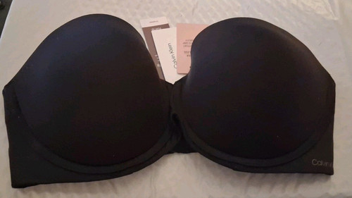 NWT Calvin Klein Women's 36D Perfectly Fit Strapless Push Up Bra QF5677 Black - Picture 1 of 2