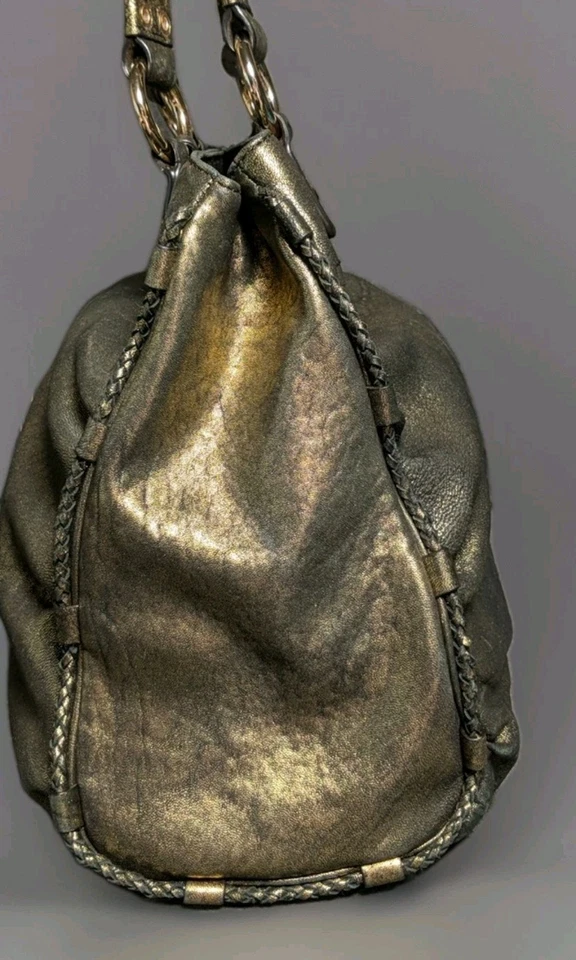 GORGEOUS VINTAGE ETIENNE AIGNER GOLDEN LEATHER LARGE TOP HANDLE/HOBO SATCHEL BAG - Image 3 of 4