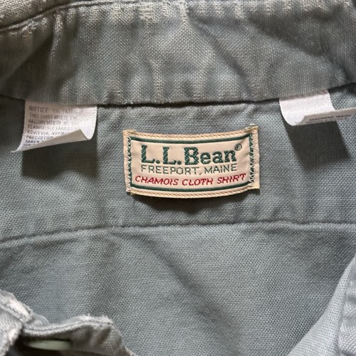 Vintage 90s LL Bean Button Down Shirt Large Chamois Cloth Cotton Green - Picture 3 of 16
