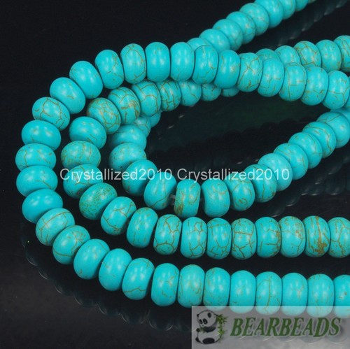 White Blue Green Red Yellow Purple Howlite Turquoise Gemstone Rondelle Beads 16" - Picture 2 of 43