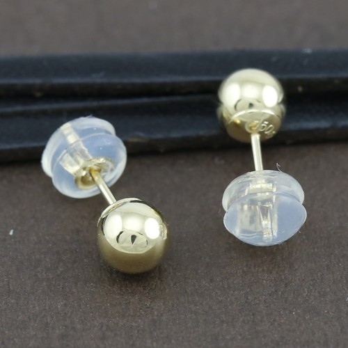 Pendientes de tachuelas de bola de oro amarillo de 18 quilates genuino 5 mm - 1 par - Imagen 2 de 3