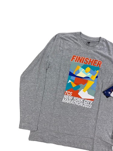 NEW New Balance New York City Marathon 2023 Finisher Long Sleeve T Shirt Gray - Picture 7 of 8
