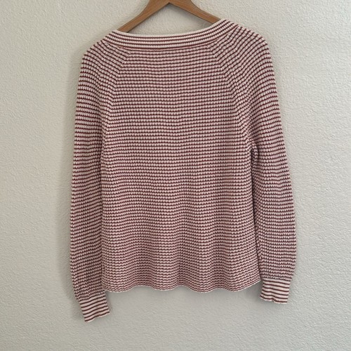 Ann Taylor LOFT Outlet Rusty Orange White Medium Weight Cotton Sweater Size Med - Picture 9 of 9
