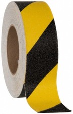 NMC 2" x 60' Vinyl Floor & Egress Tape 0.508 mil, Black & Yellow, Striped, An...