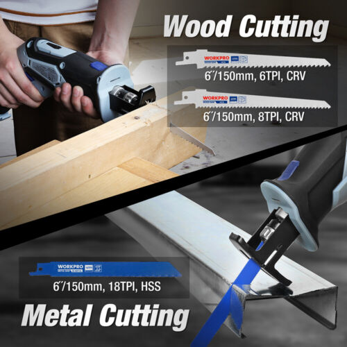 12V Cordless Reciprocating Saw with Clamping Jaw Variable Speed With 3 Saw Blade - Picture 4 of 8