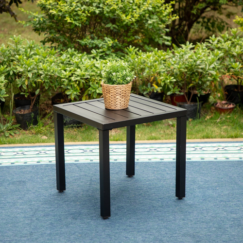 New Outdoor Black Metal Side Table, Square Patio End Table, Weather-Resistant - Picture 10 of 12