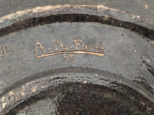 Dauphiné lackierte Terrakotta Platte signiert A.M. Faure 1953 - Bild 9 von 9