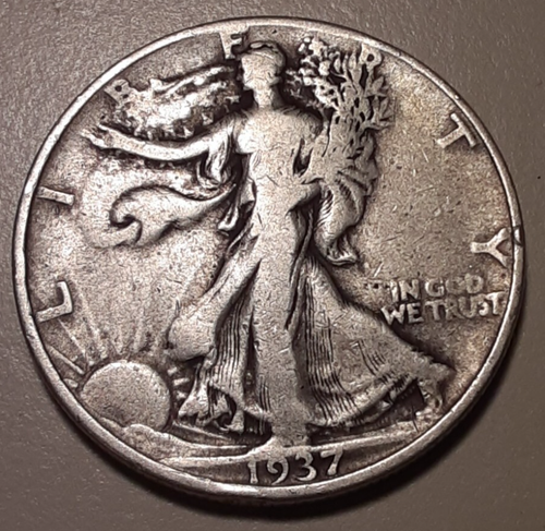 1937 Philadelphia Mint US 50C Walking Liberty Half Dollar 90% silver (#77a-5429) - Picture 1 of 2