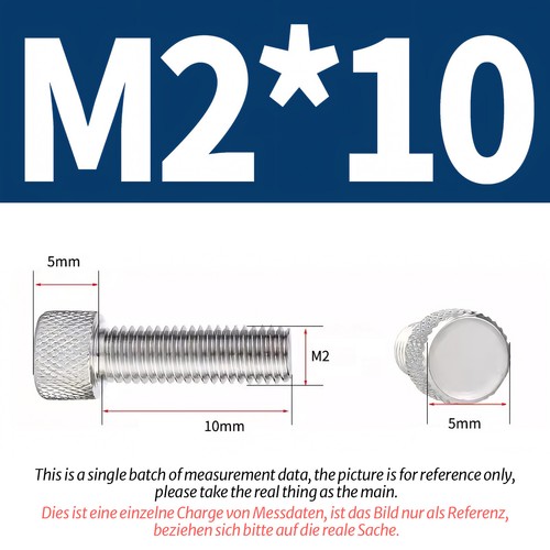 A2 Edelstahl Rändelschraube M2 M3 M4 - M8 Flachkopf Rändelschraube Schraube - Bild 73 von 155
