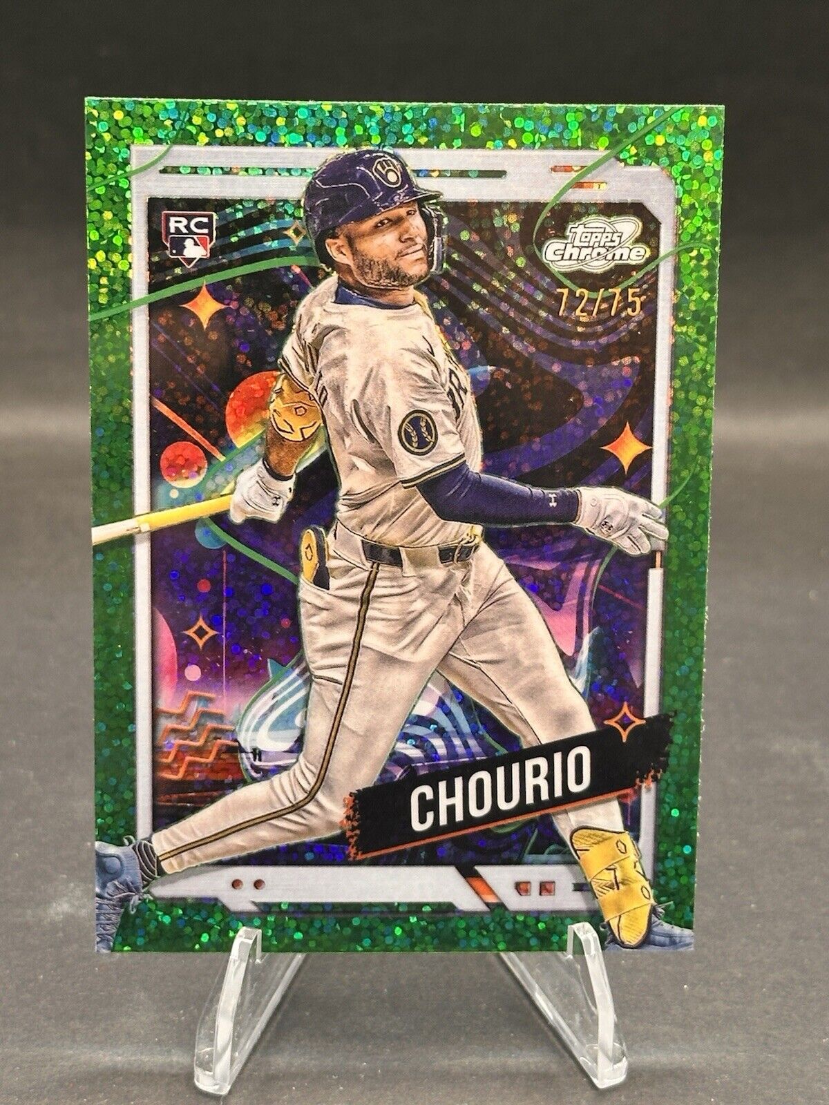 2024 Topps Cosmic Chrome- Green Dust Refractor #179 Jackson Chourio 72/75 (RC)