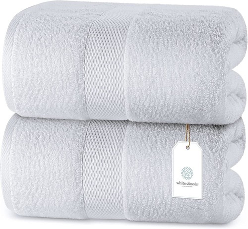 Bath Sheet Towels Extra Large 35x70 Inch | 2 Pack, White Luxury Highly Absorb - Picture 1 of 8
