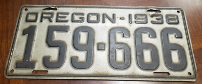 #ad 1938 Three Of A KIND 666 OREGON LICENSE PLATE. Hot Rod Collectible Vintage $333.00