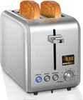 900W 2-Slice Wide Slot Toaster - Stainless Steel LCD Display 7 Shade Settings