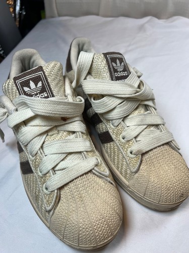 Vintage Adidas HEMP Shell Toe Superstar 2 669220 2007 RARO uomo 8,5 bianco sporco Y2K - Foto 24 di 24