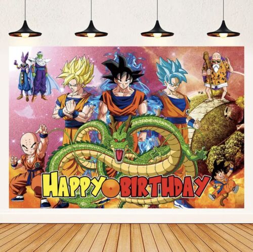 HOTš„Anime Dragon Ball Z Theme Party Decoration, 5x3.5ft Happy Birthday Backdrop - Picture 2 of 7