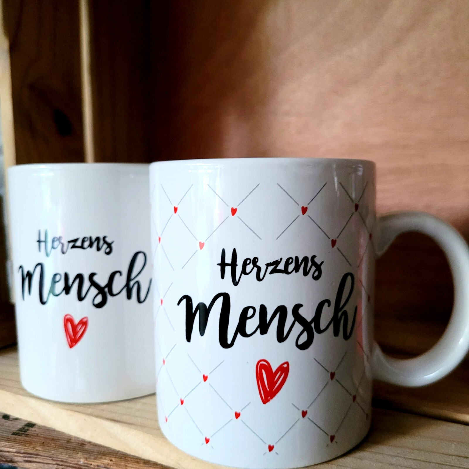 2 x Kaffeetasse Herzensmensch Keramik 330ml Tasse Kaffeebecher Lieblingsmensch