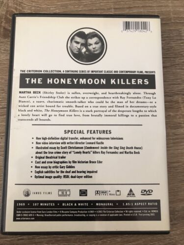 The Honeymoon Killers DVD 1969 - Region 1 - Criterion Collection -Shirley Stoler - Picture 2 of 8