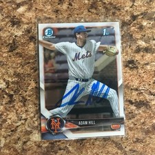 Adam Hill Signed 2018 Bowman Draft Chrome Rc Auto New York Mets