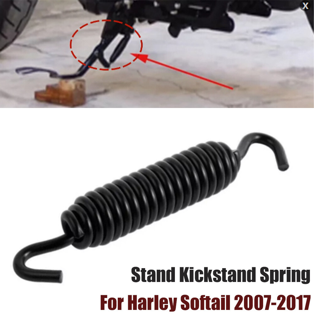 Black Motorcycle Kickstand Jiffy Stand Spring For Harley Softail