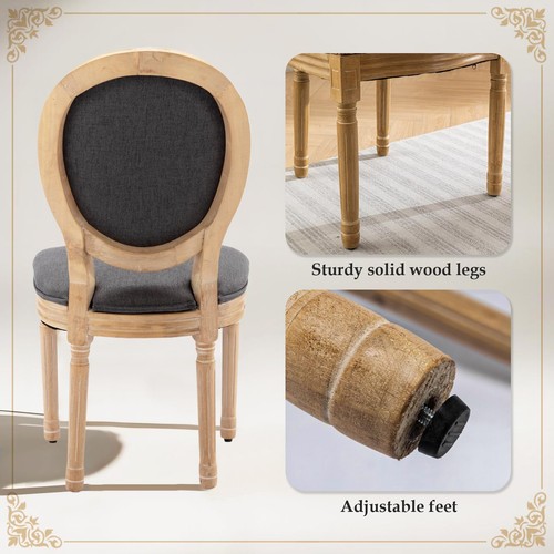 SOAR FLASH Linen Fabric Dining Chair Set of 2 Armless Accent Side Chair Wood Leg - Picture 12 of 30