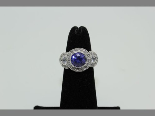 Massiver 925 Sterling Silber mit 1,00 Karat rundem ausgefallenen Ring - Größe 5,25 - Bild 1 von 12