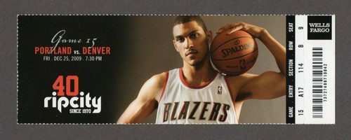 Boleto completo Brandon Roy 41pts 2009 Portland Trail Blazers Denver Nuggets 12/25 - Imagen 1 de 2