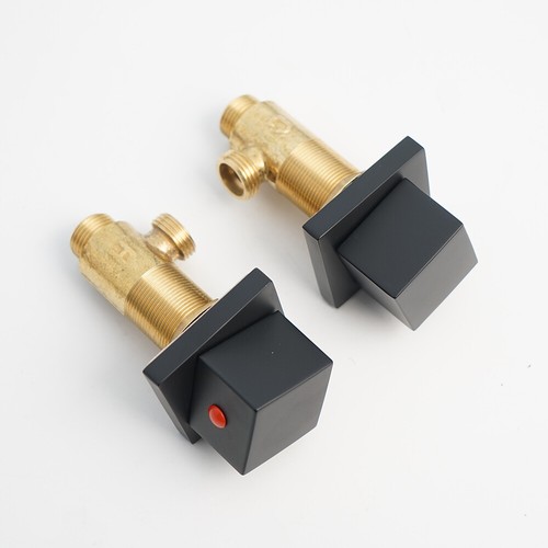 Bathroom Black Wall Mounted Basin Sink Mixer Brass Taps Waterfall Dual Handles - Picture 4 of 5