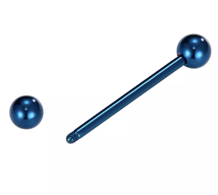 piercing orecchino barra lingua acciaio rigida ball barbell 1.6mm - Foto 3 di 3